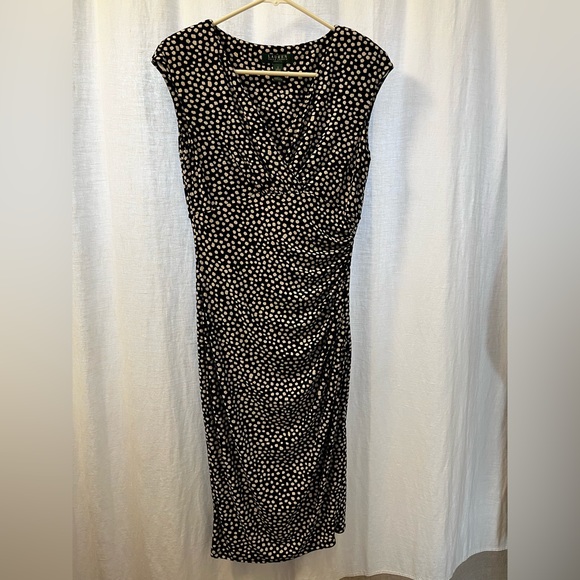 Lauren by Ralph Lauren, black and white, faux wrap dress - Picture 8 of 9